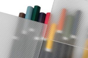 Opal microprism diffuser made of PMMA, PS, or PC for LED lighting