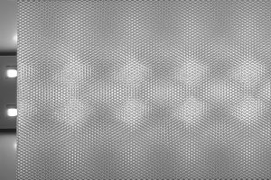 Concave mini hexagon prismatic sheet in PMMA and PC shown with backlighting