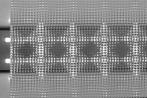 Convex micro-pyramid prismatic diffuser sheet illuminated with LED backlight high transmission