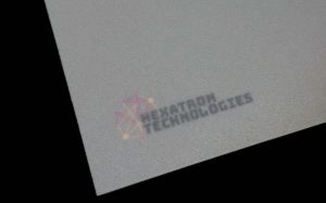 Poly80 polycarbonate diffuser sheet produced by Hexatron Technologies, featuring 80% light transmittance with silk matte or frost matte surface finishes.