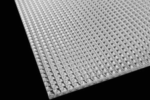 Pyramid prismatic sheet for LED lighting diffusion and glare control