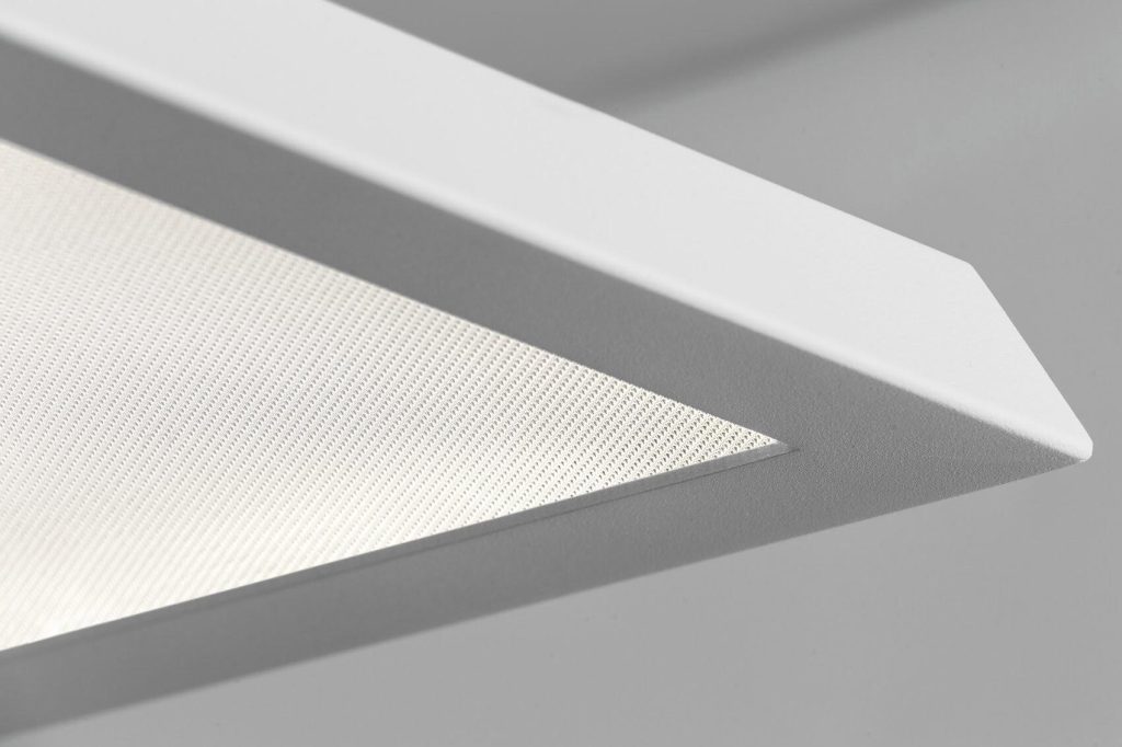 UGR19 prismatic optic used in LED lighting for low-glare illumination