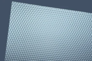 Opal microprism sheet for office LED lighting, offering low-glare and uniform illumination