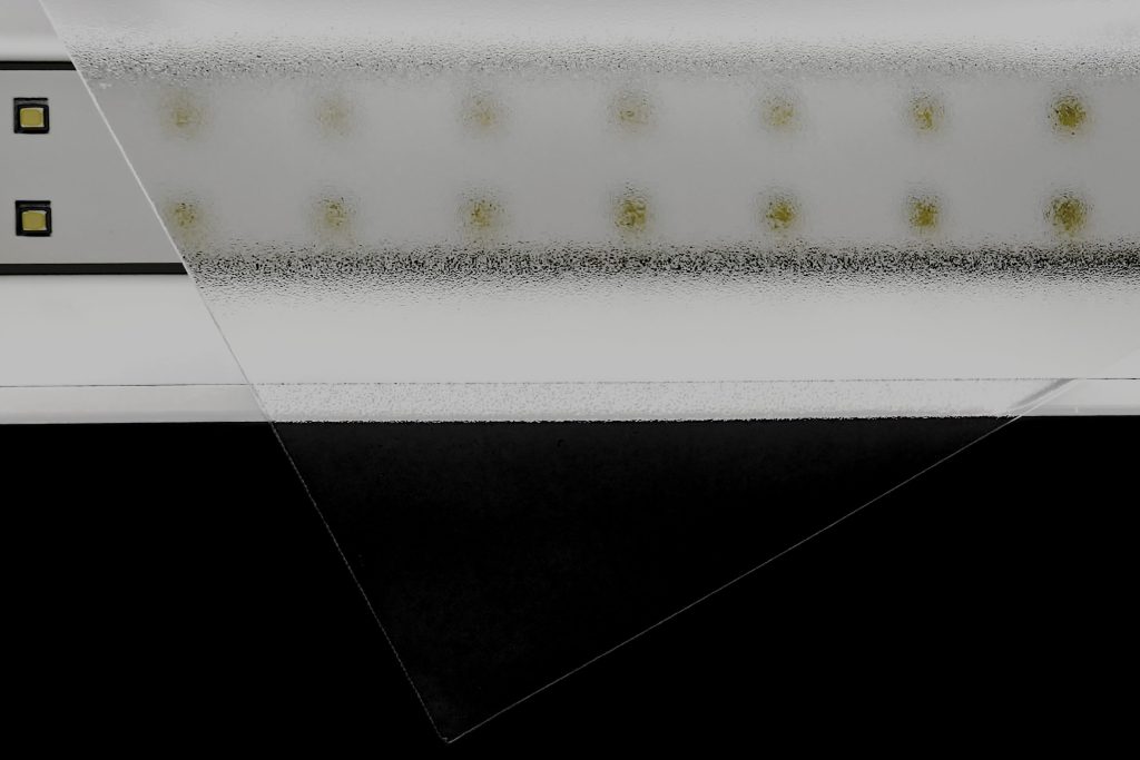 Poly90 gloss polycarbonate diffuser sheet with LED backlight.