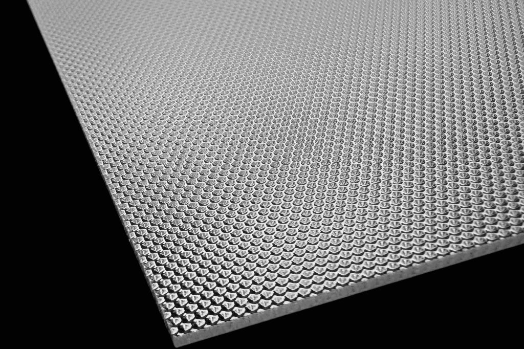 Concave mini hexagon prismatic sheet in PMMA and PC for LED lighting