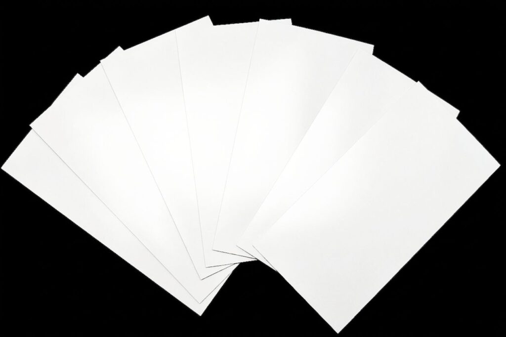 Reflex PET white reflector film samples in different thicknesses from 100μm to 500μm