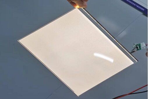 Front light guide plate installed on E-Ink display architectural cross-section overview